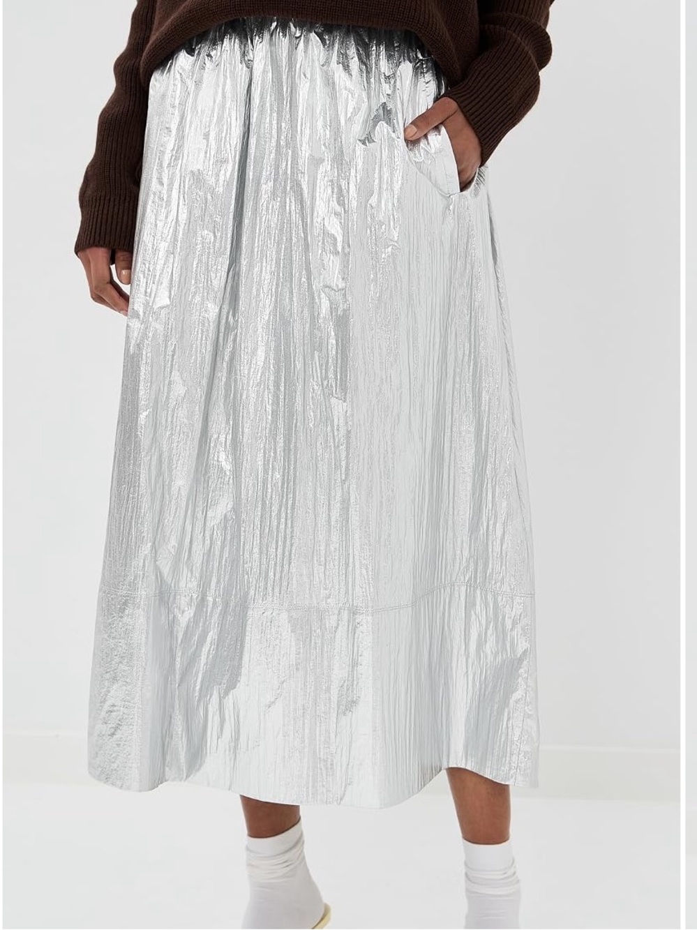 Tibi nylon metallic skirt